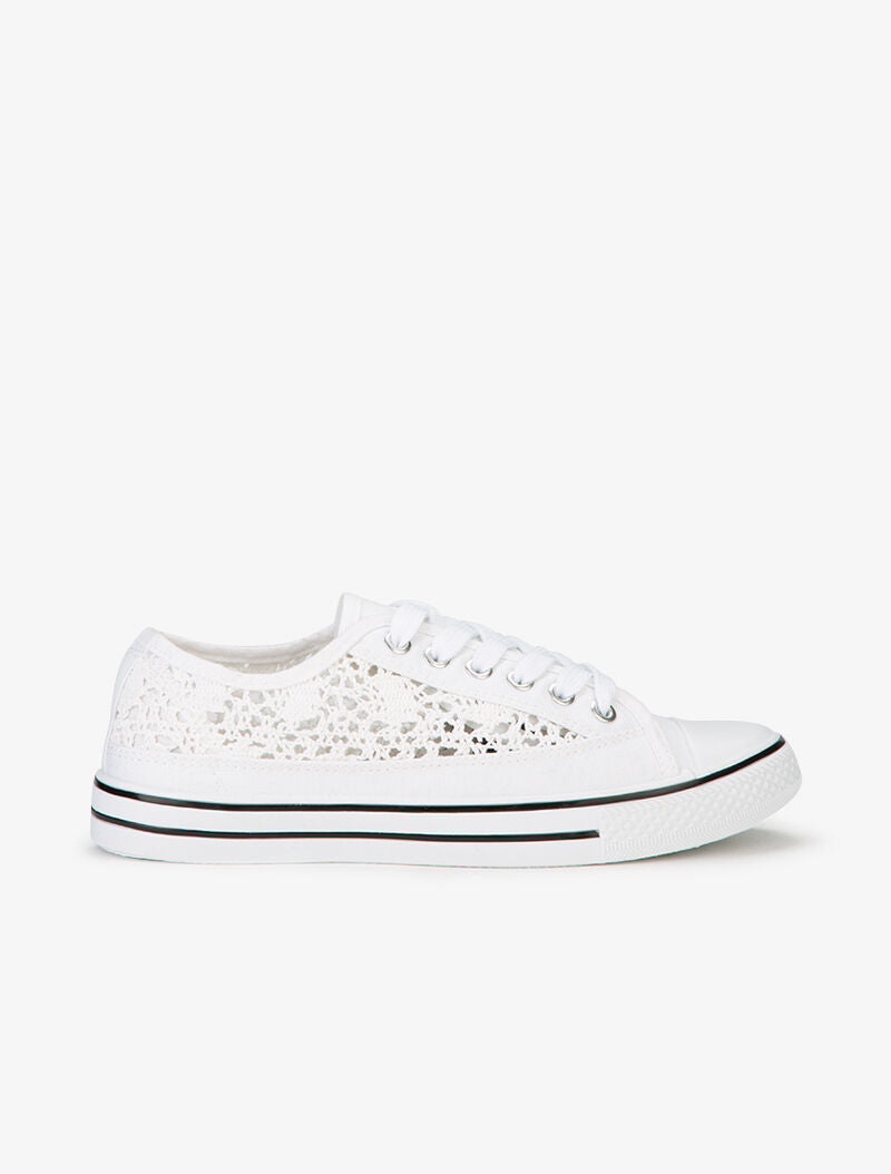 Tennis en crochet et bout en gomme - Blanc - 2
