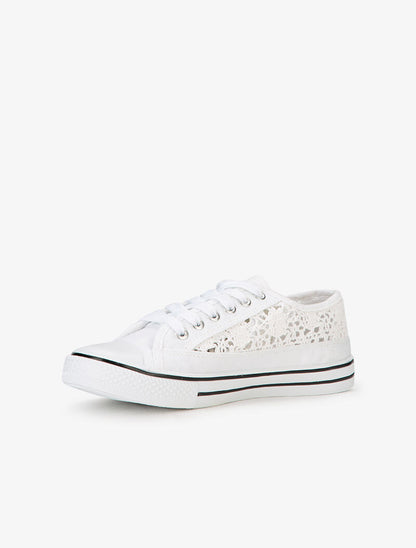 Tennis en crochet et bout en gomme - Blanc - 4