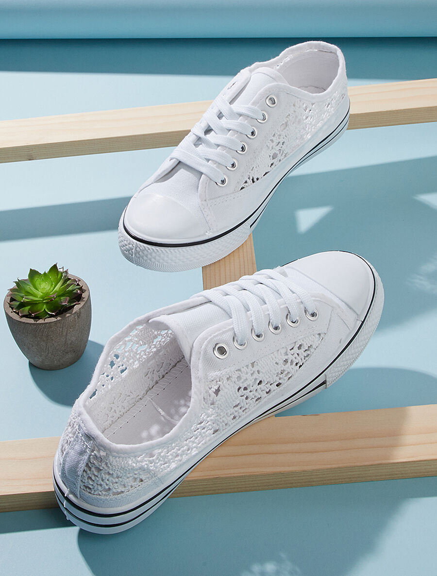 Tennis en crochet et bout en gomme - Blanc - 1