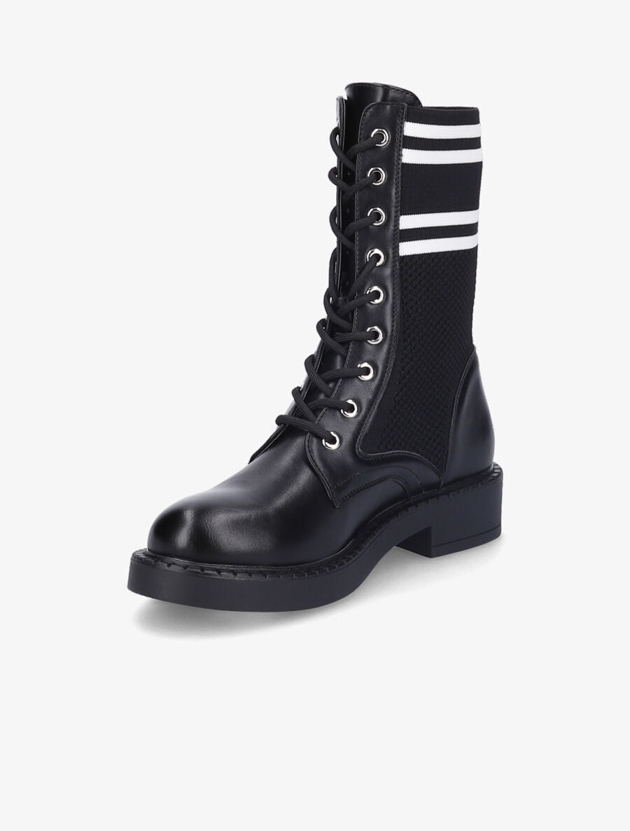 Rangers en toile et simili style chaussette - Noir - 3