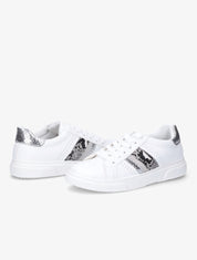 Sneakers à détails imprimés multi matière - Blanc/argent - 1