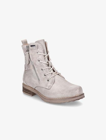 Bottines lacées à détail dentelle - Beige - 2