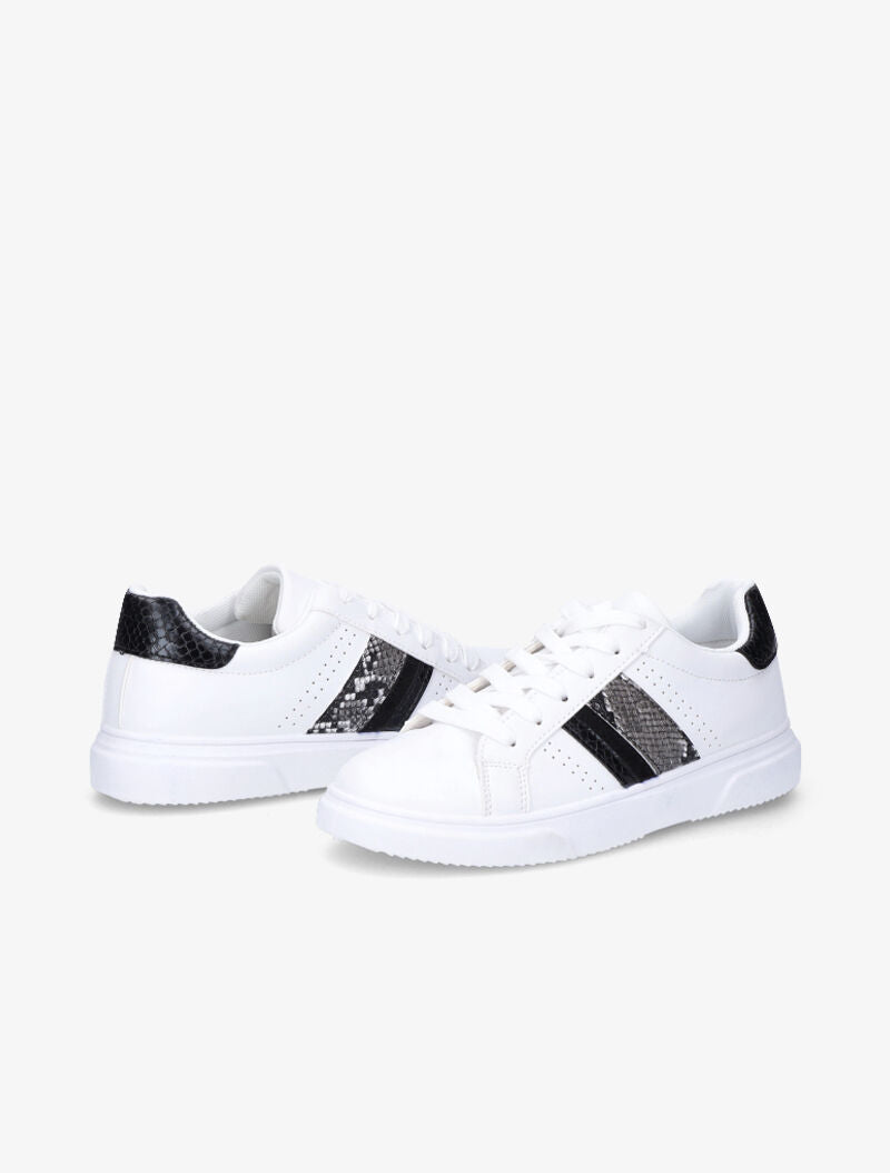Sneakers à détails imprimés multi matière - Blanc/noir - 2