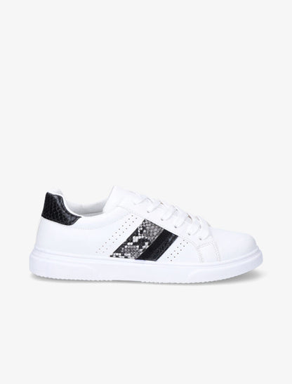 Sneakers à détails imprimés multi matière - Blanc/noir - 3