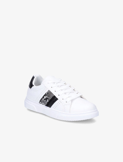 Sneakers à détails imprimés multi matière - Blanc/noir - 4