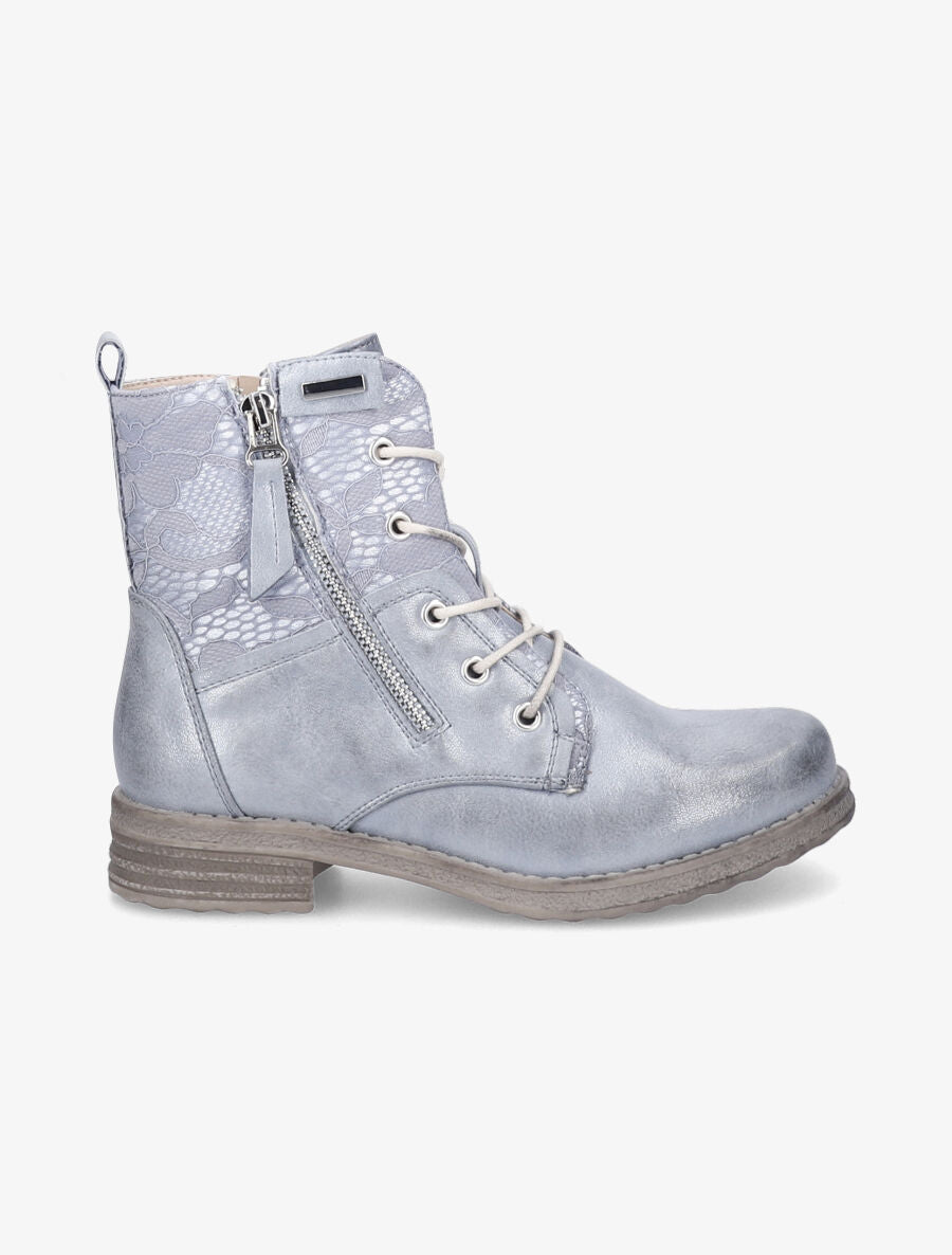 Bottines lacées à détail dentelle - Bleu - 5