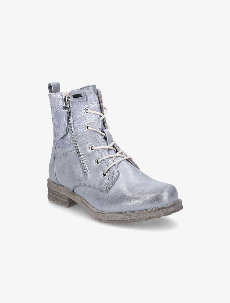 Bottines lacées à détail dentelle - Bleu - 2