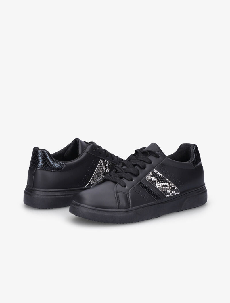 Sneakers à détails imprimés multi matière - Noir - 1