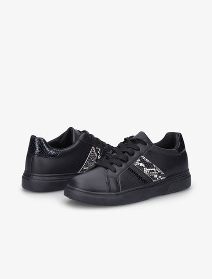 Sneakers à détails imprimés multi matière - Noir - 1