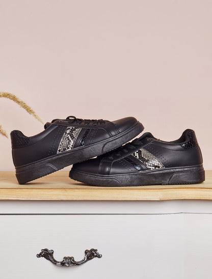 Sneakers à détails imprimés multi matière - Noir - 5