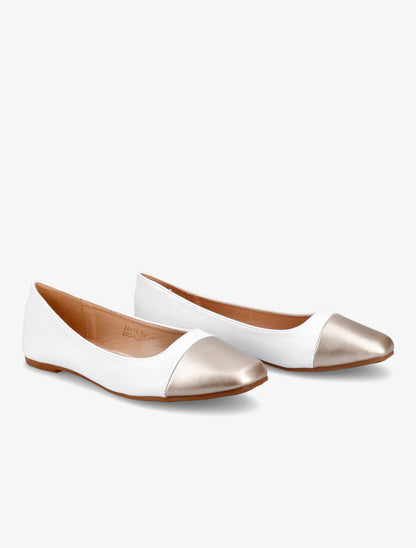 Ballerines à bout contrastant - Blanc/or - 4