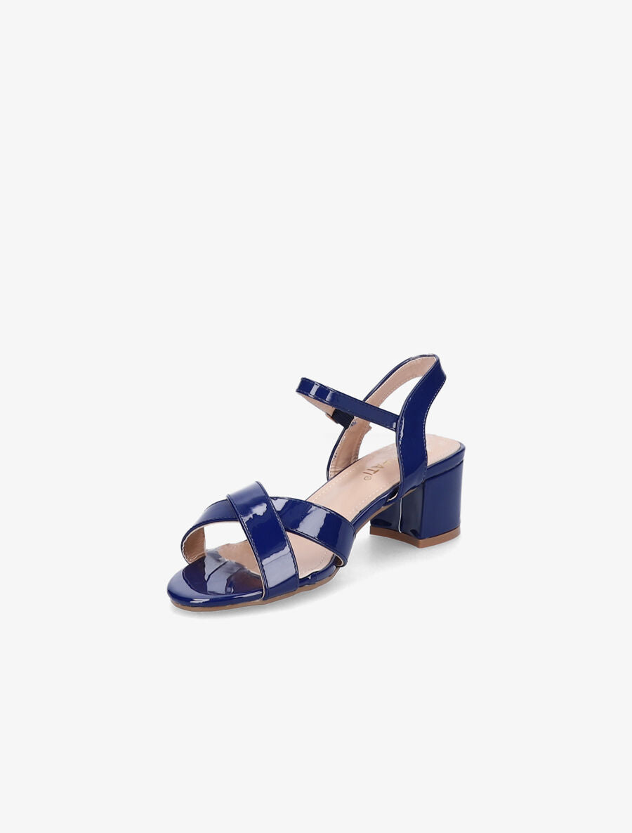Sandales vernies à ganses croisées - Bleu - 4