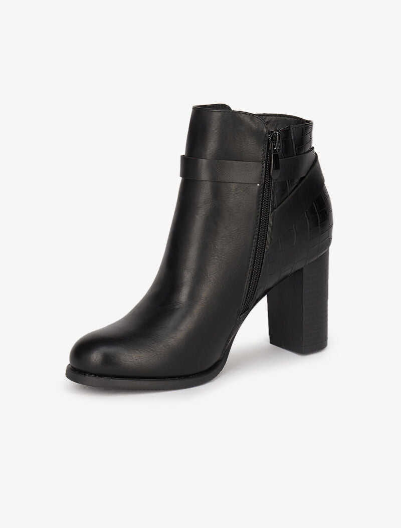 Bottines bi-matière à talon - Noir - 4
