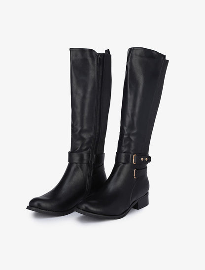 Bottes à bride et bandes élastiquées - Noir - 5