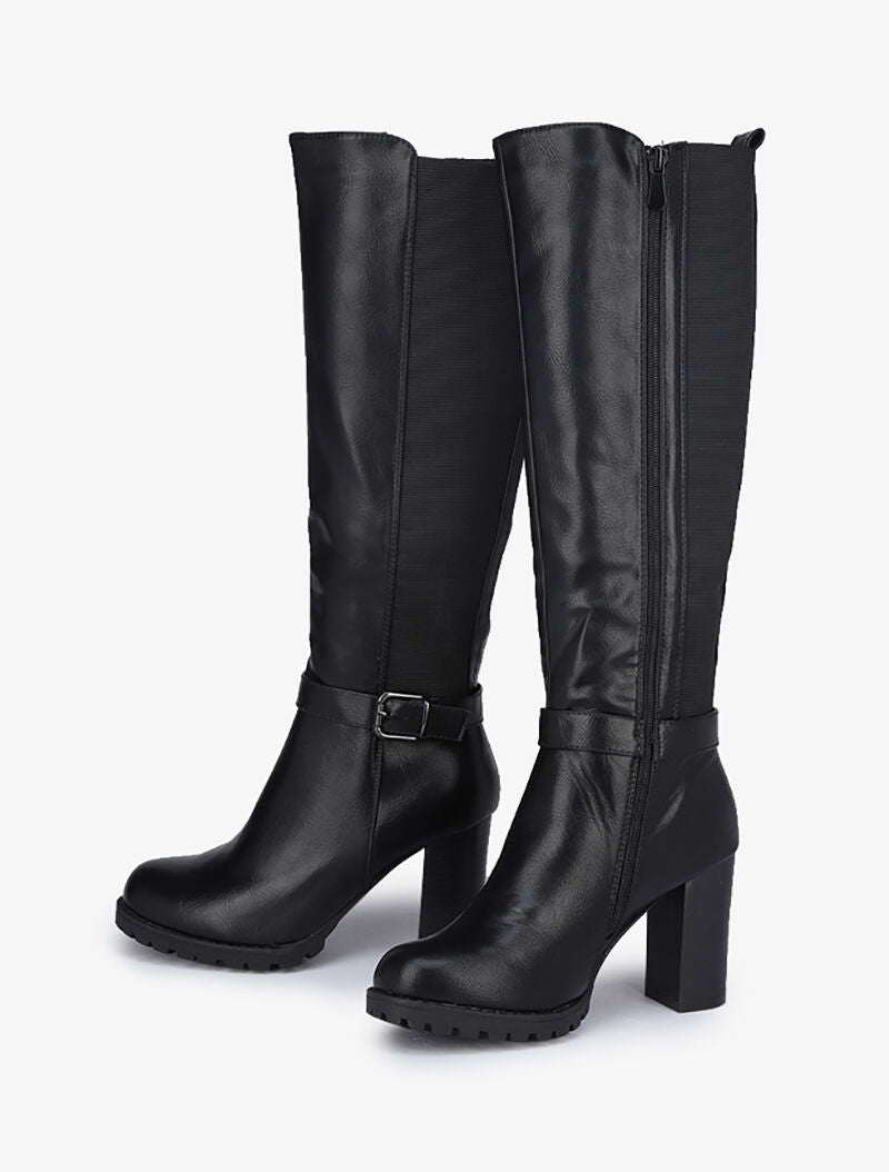 Bottes à talons et bandes élastiquées - Noir - 5