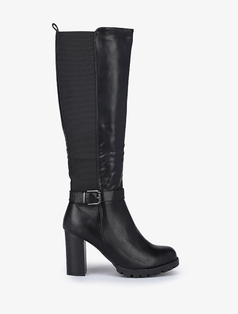 Bottes à talons et bandes élastiquées - Noir - 2