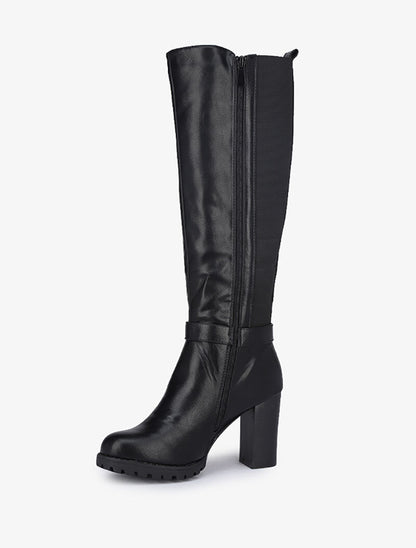 Bottes à talons et bandes élastiquées - Noir - 4