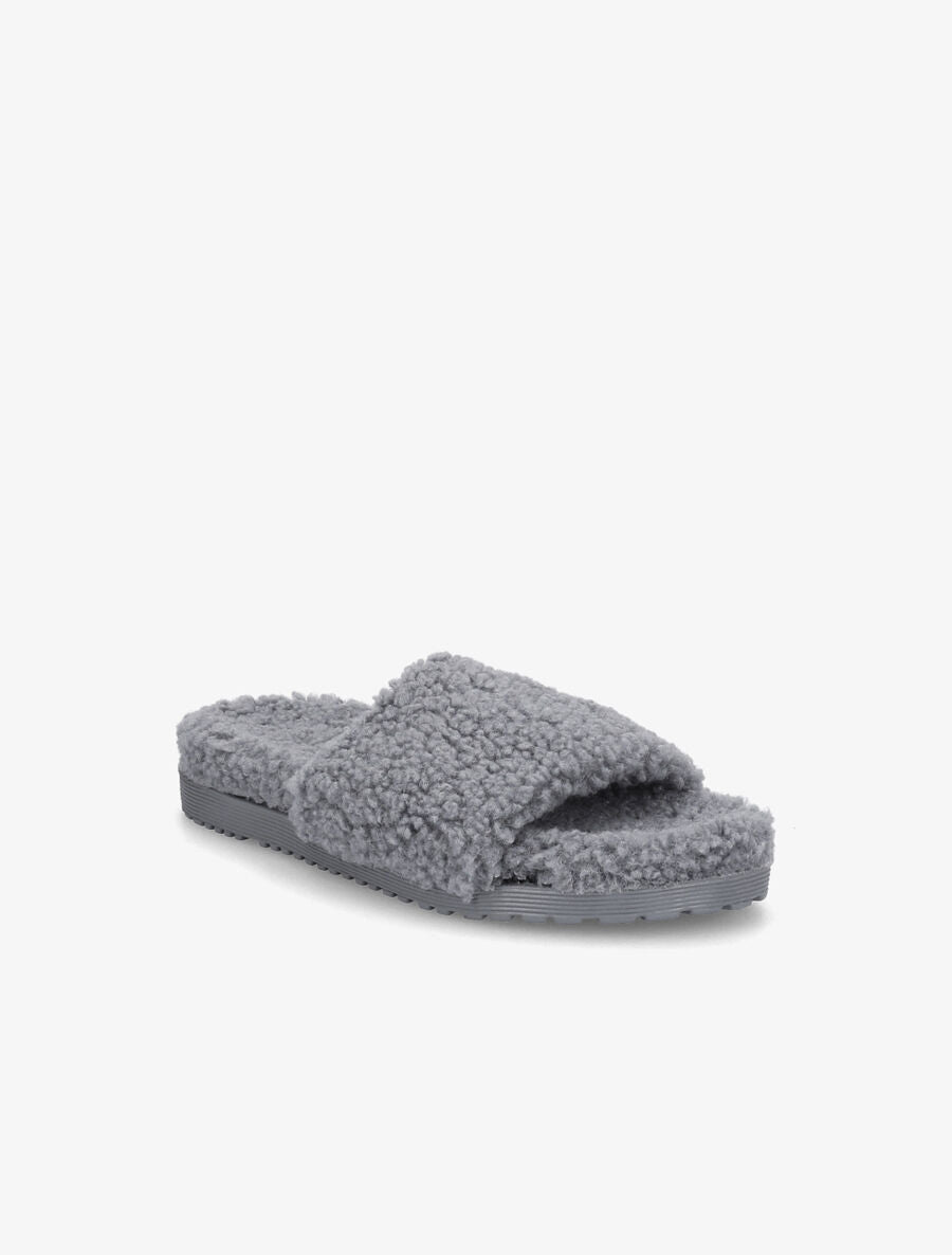 Claquettes effet laine bouclée - Gris - 2