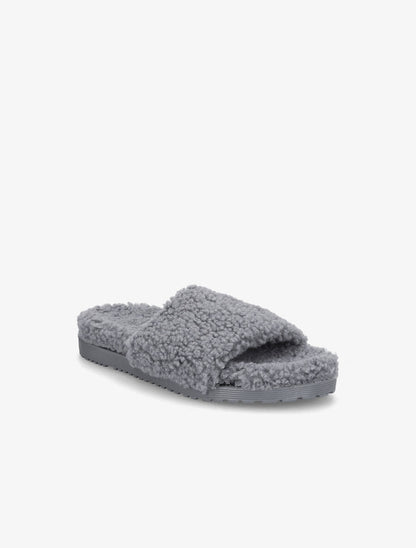 Claquettes effet laine bouclée - Gris - 2