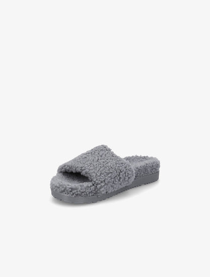 Claquettes effet laine bouclée - Gris - 3