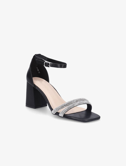 Sandales à ganses à strass - Noir - 3