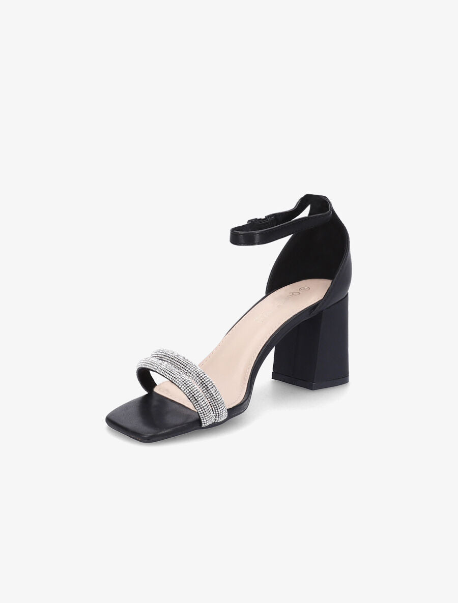 Sandales à ganses à strass - Noir - 4