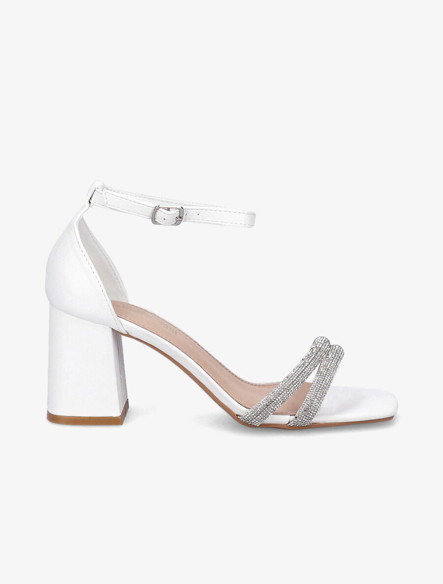 Sandales à ganses à strass - Blanc - 5