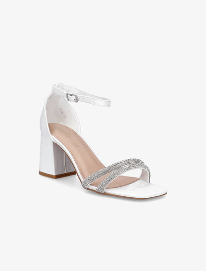Sandales à ganses à strass - Blanc - 2