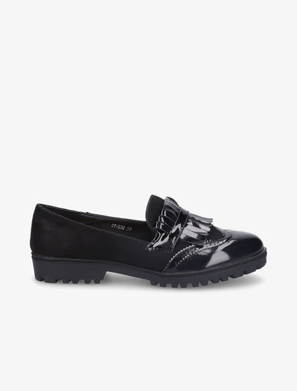 Mocassins bi-matière à franges - Noir - 5