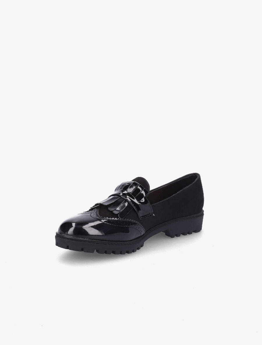 Mocassins bi-matière à franges - Noir - 3