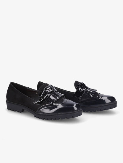 Mocassins bi-matière à franges - Noir - 4