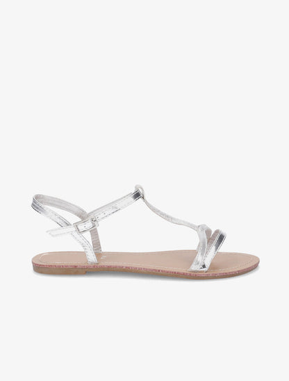 Nu-pieds à bride en T irisée - Argent - 2