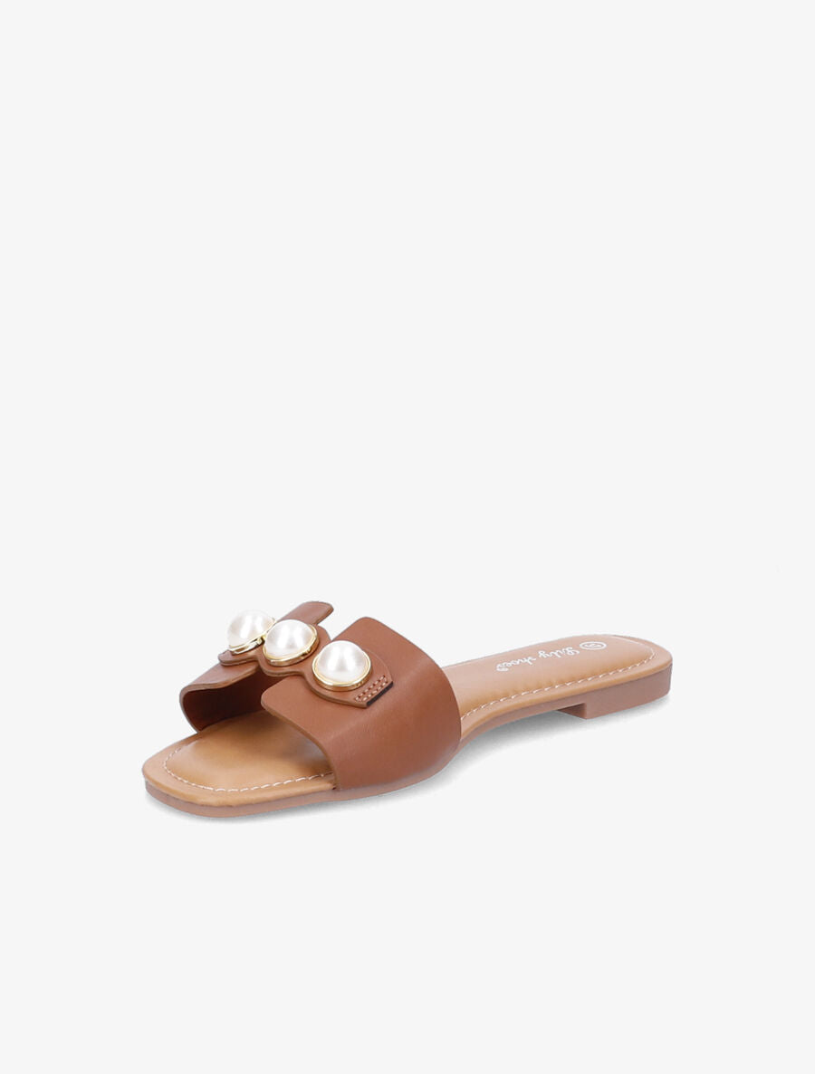Mules stylisées à perles - Camel - 3