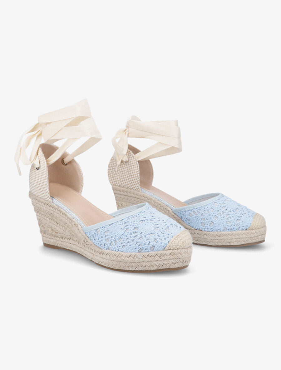 Sandales compensées en crochet à nouer - Bleu - 4
