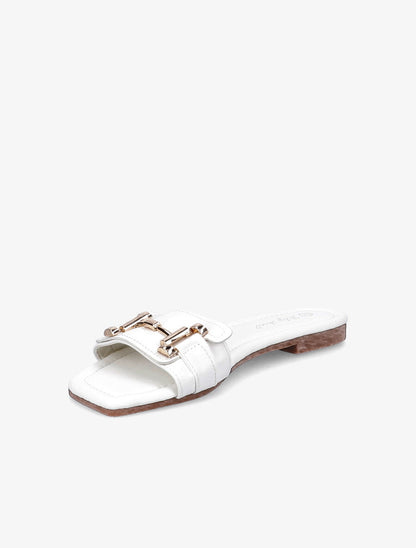 Mules stylisées à tige dorée - Blanc - 3