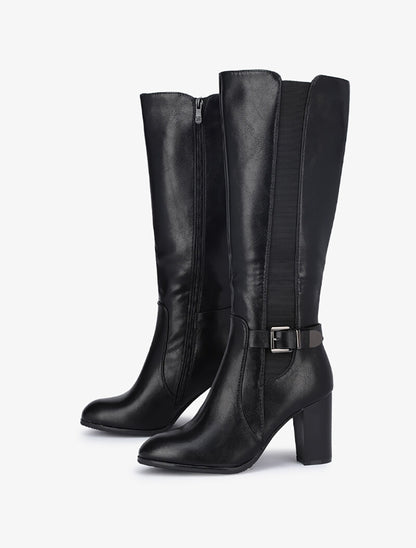 Bottes à talons et sangle - Noir - 4