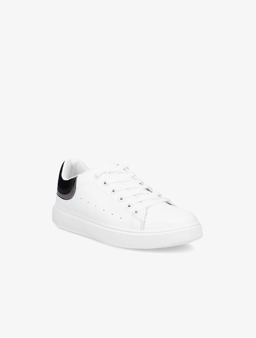 Sneakers à contrefort pailleté et suédine - Blanc/noir - 2
