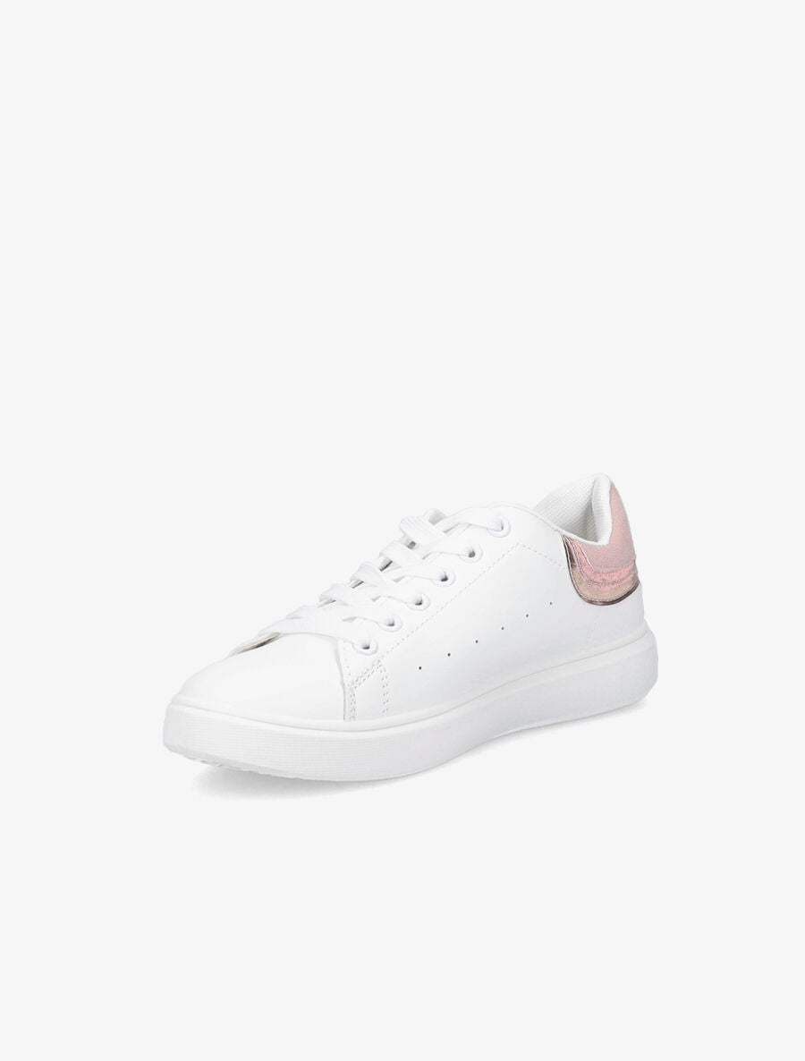 Sneakers à contrefort pailleté et suédine - Blanc/rose - 3