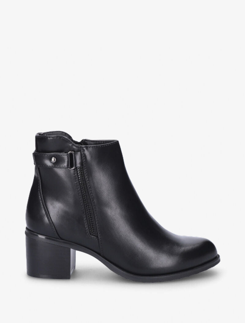 Bottines à zip décoratif et lanière - Noir - 1