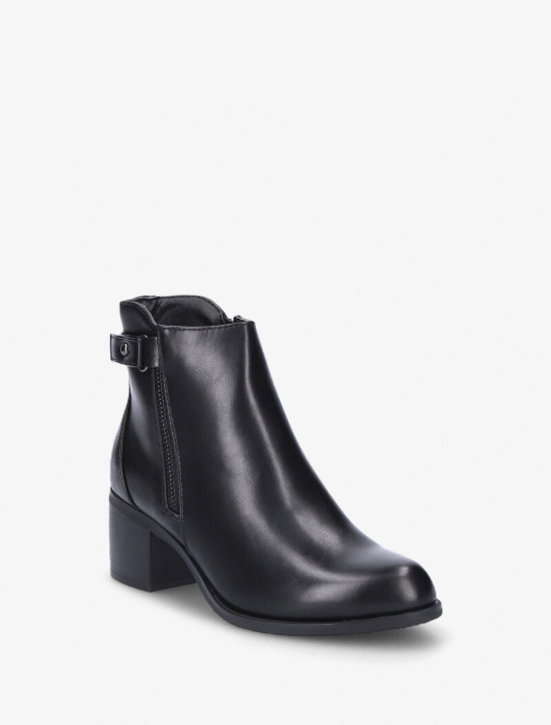 Bottines à zip décoratif et lanière - Noir - 2