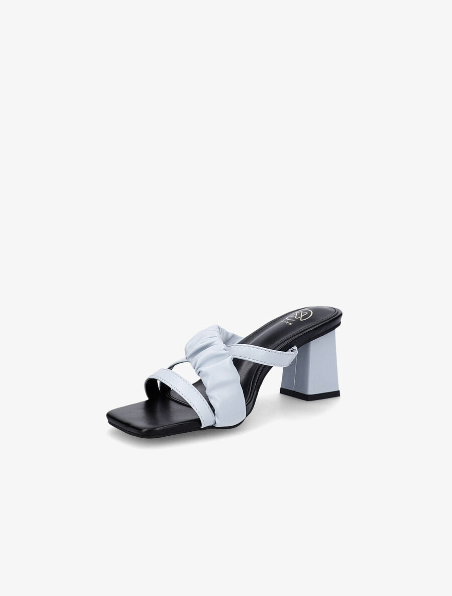 Mules à talon carré et brides stylisées - Bleu ciel - 3