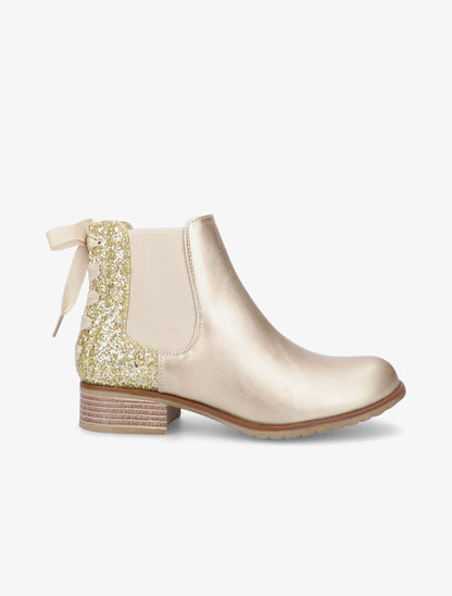 Chelsea boots à contrefort pailleté et lacets - Or - 1