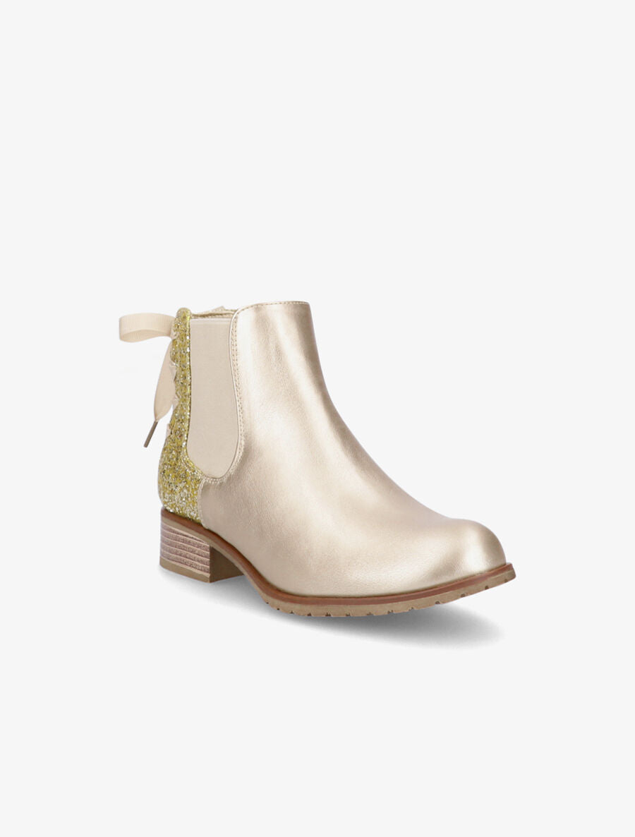 Chelsea boots à contrefort pailleté et lacets - Or - 2