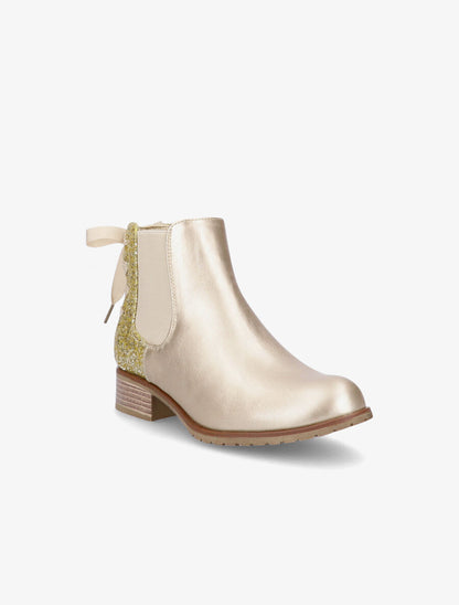 Chelsea boots à contrefort pailleté et lacets - Or - 2
