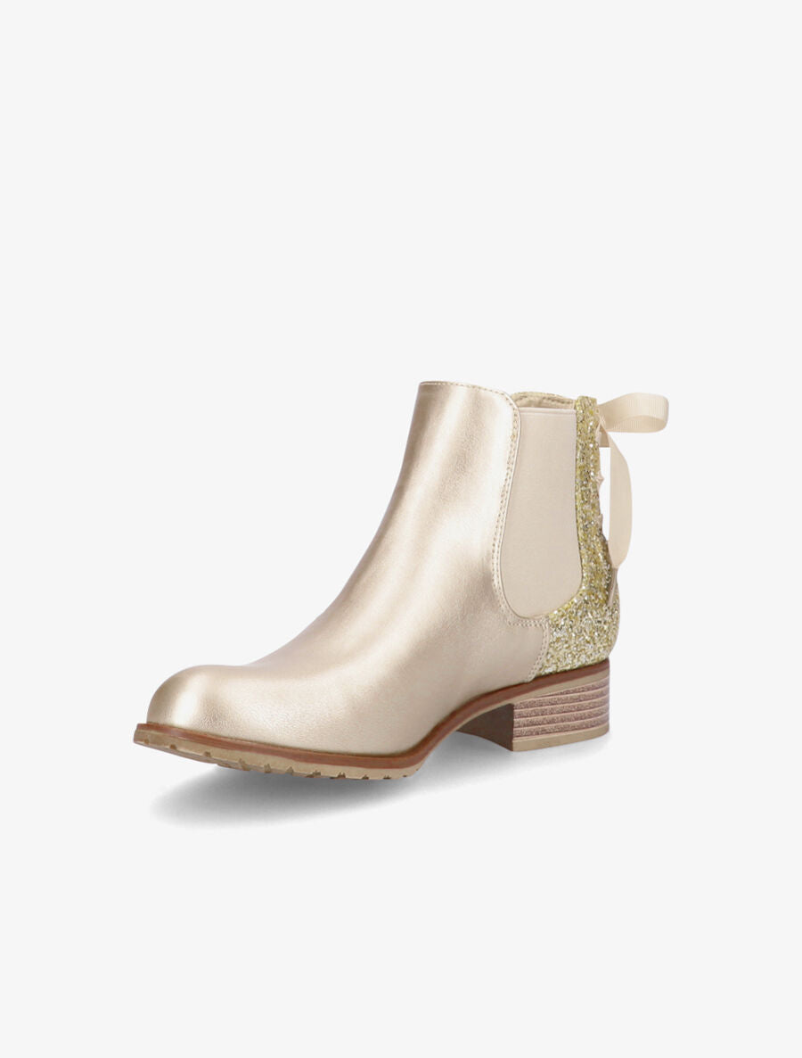 Chelsea boots à contrefort pailleté et lacets - Or - 3