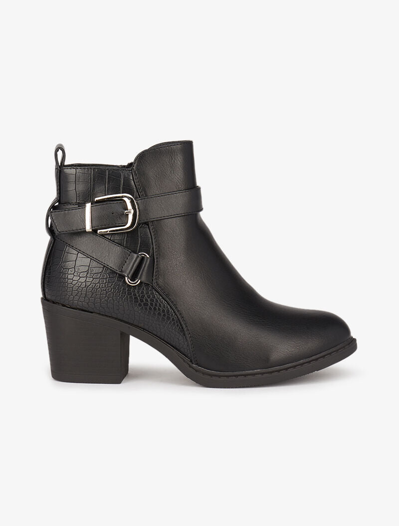 Bottines bi-matière à sangles - Noir - 2