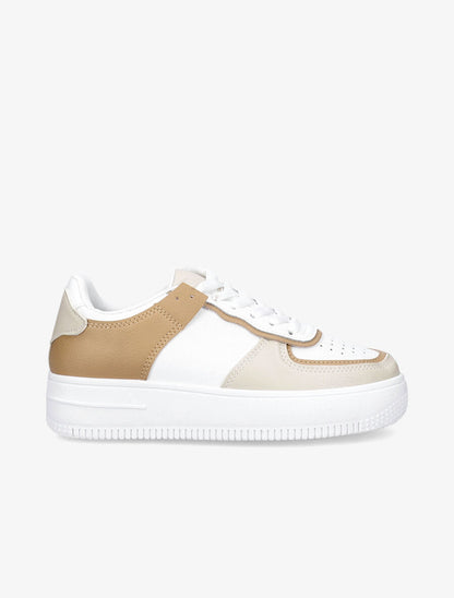 Sneakers à empiècements contrastants - Beige/camel - 6