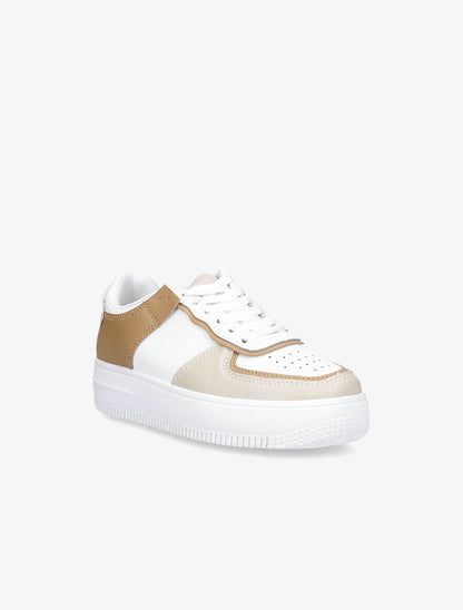 Sneakers à empiècements contrastants - Beige/camel - 2