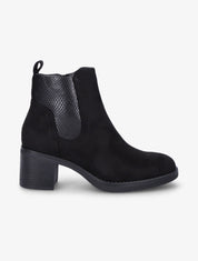 Bottines en suédine à détail python - Noir - 1