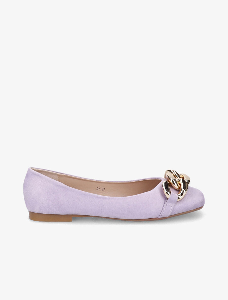 Ballerines à maillons et bouts carrés - Lilas - 5